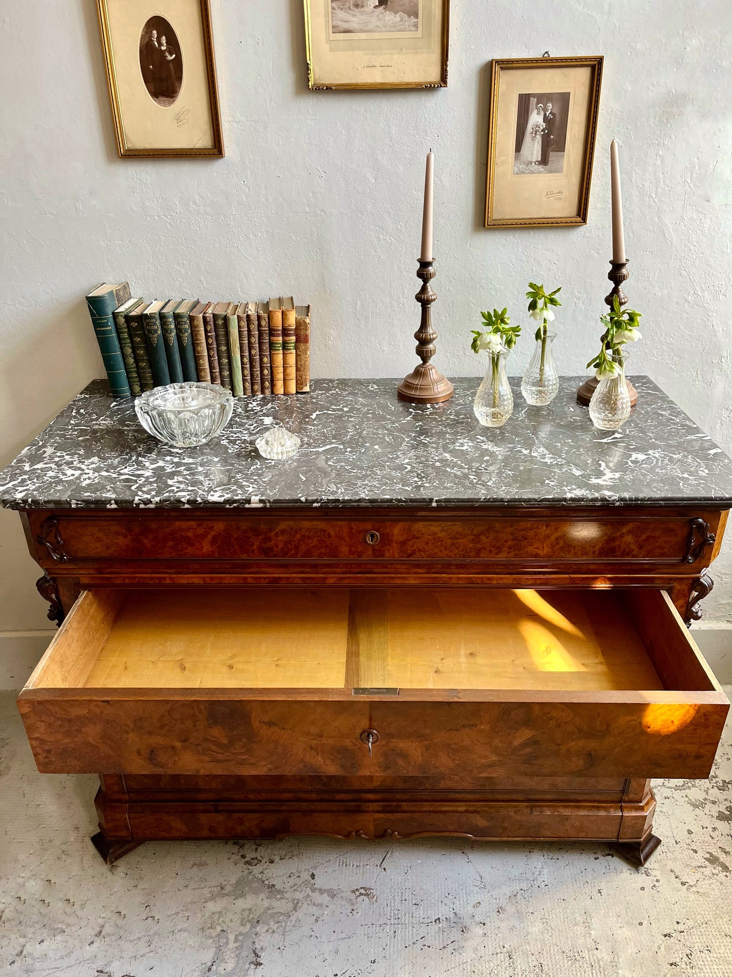 Commode marbre et bois