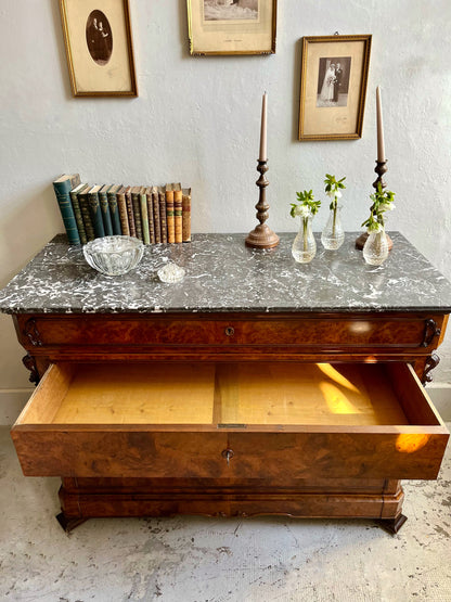 Commode marbre et bois