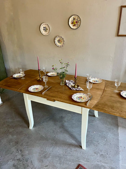Tables ancienne bois et beige avec allonges  Meubles Patine