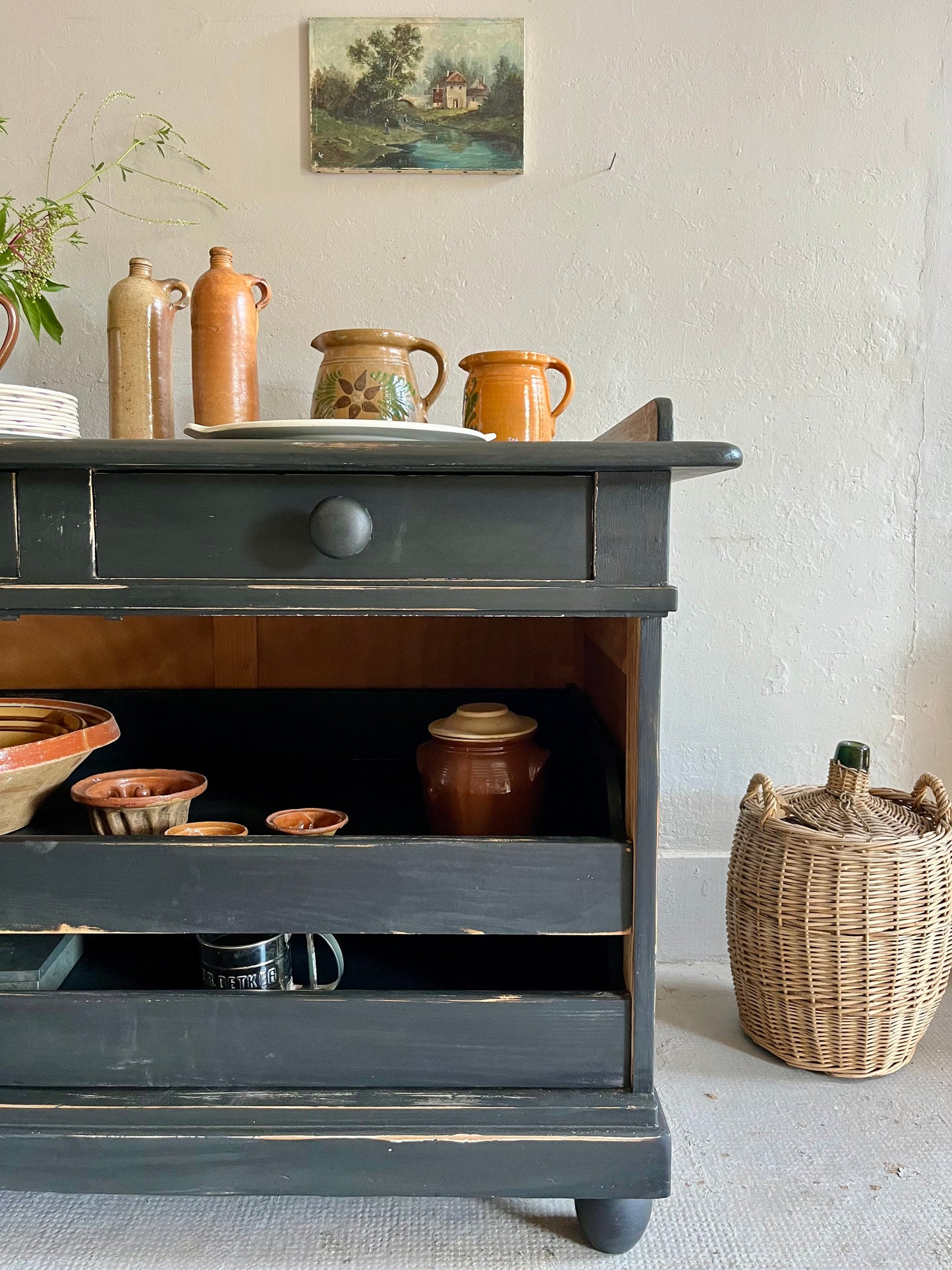 Buffet patiné noir ancien  Meubles Patine