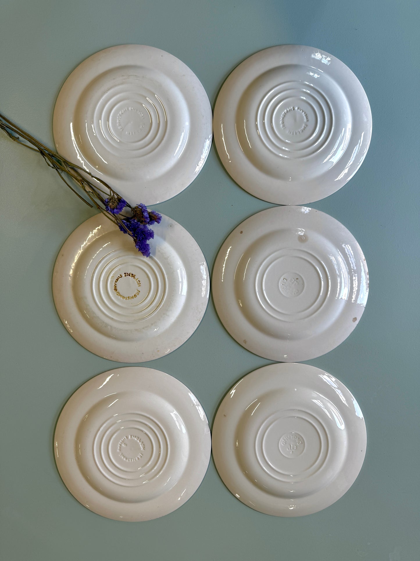 Assiettes plates en terre de fer England - lot de 6