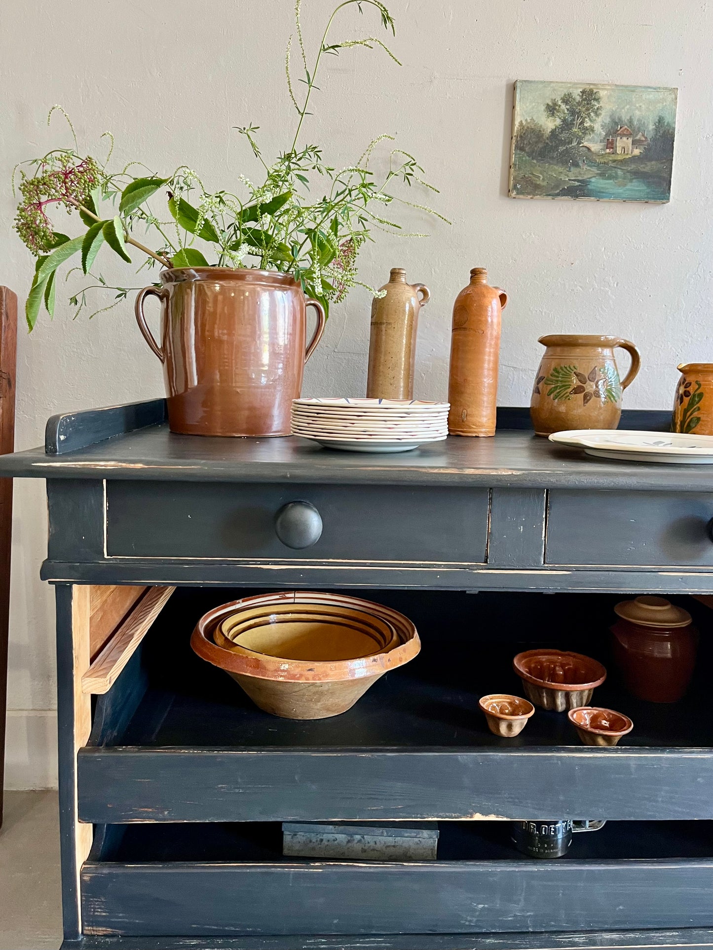 Buffet patiné noir ancien  Meubles Patine