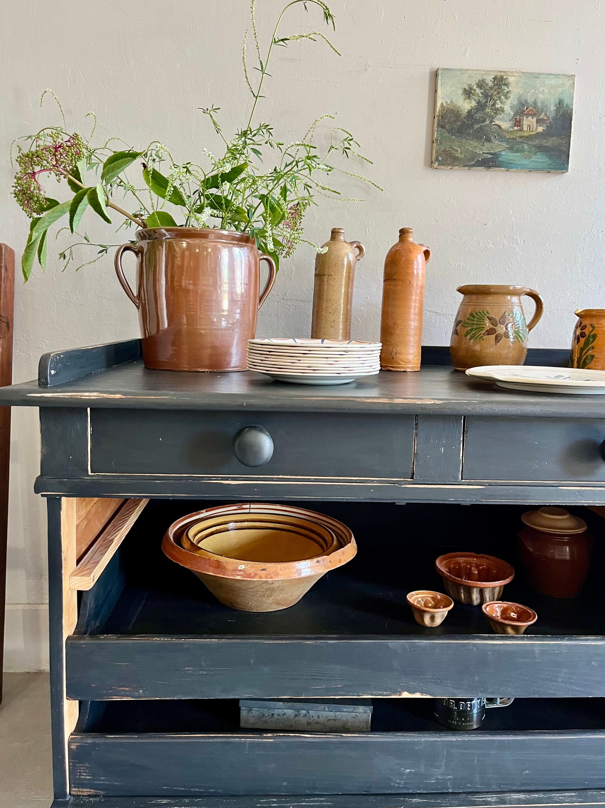 Buffet patiné noir ancien  Meubles Patine