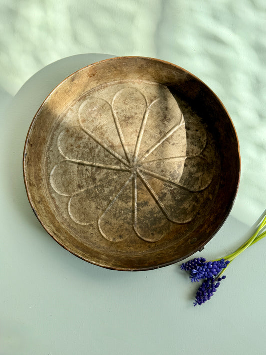 Moule à tarte en cuivre ancien avec anses