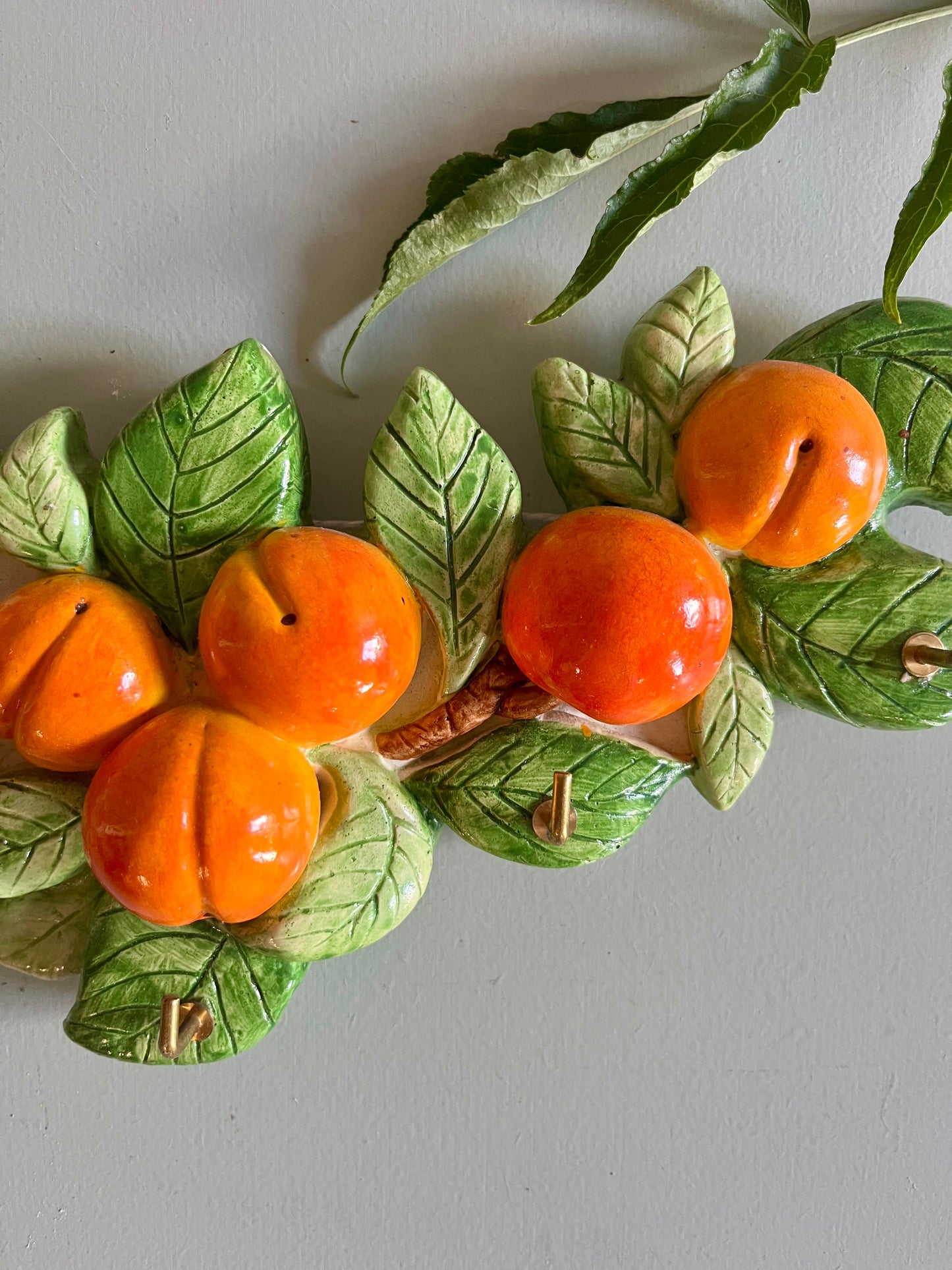 Porte torchons/clés vintage motif abricots Vallauris  Décoration Patine