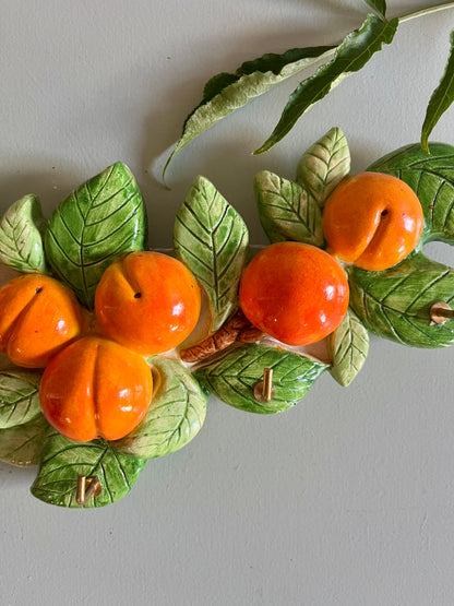 Porte torchons/clés vintage motif abricots Vallauris  Décoration Patine