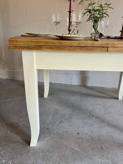 Tables ancienne bois et beige avec allonges  Meubles Patine