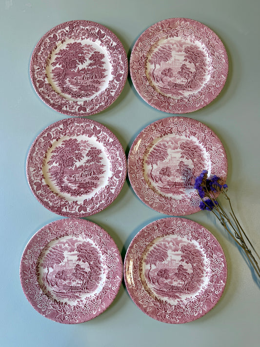 Assiettes plates en terre de fer England - lot de 6