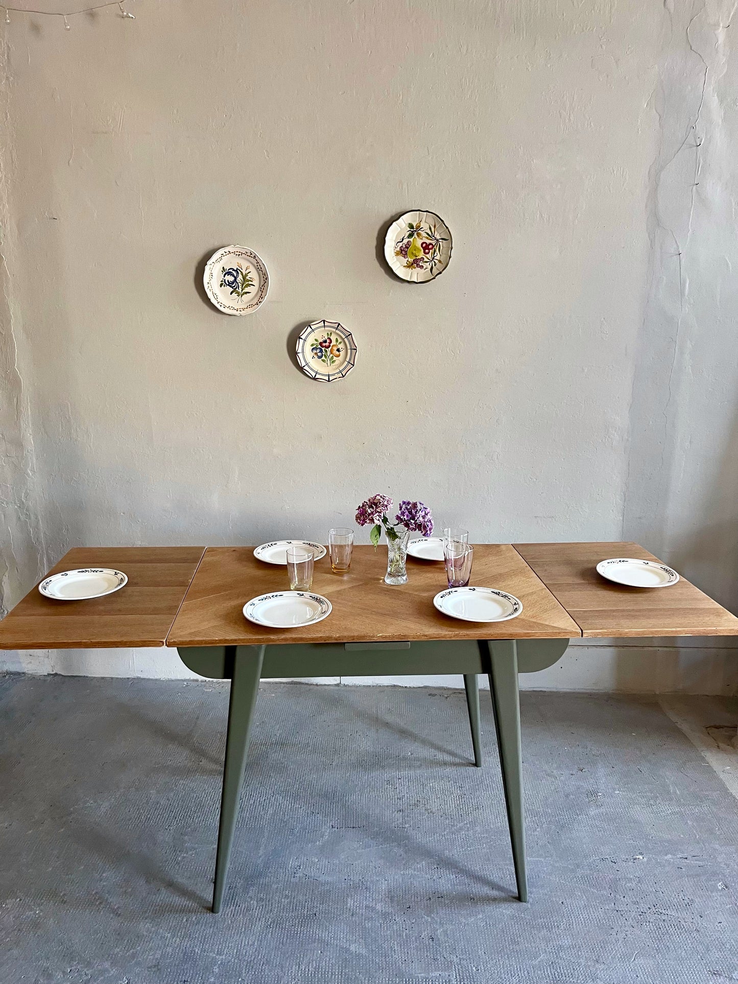 Table pieds compas avec allonges  Meubles Patine
