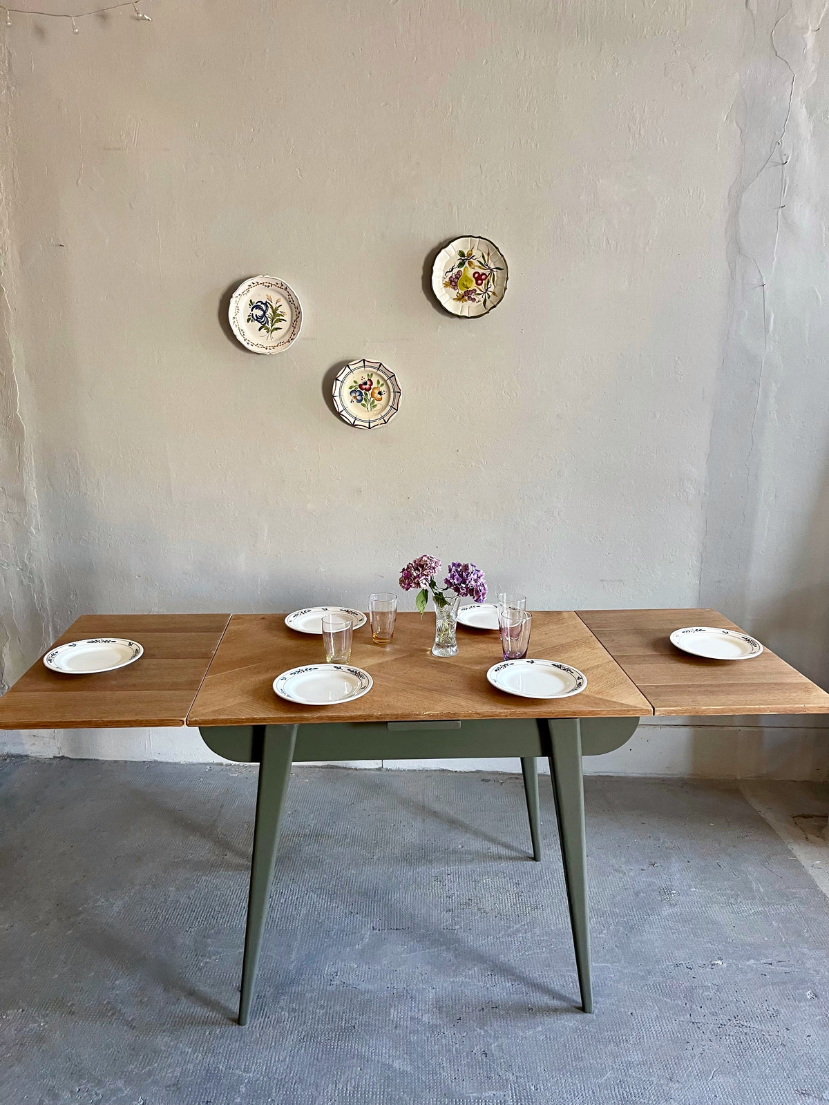 Table pieds compas avec allonges  Meubles Patine