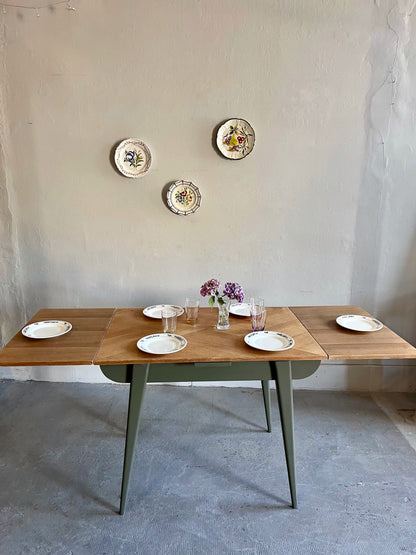 Table pieds compas avec allonges  Meubles Patine