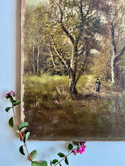 Toile peint à la main paysage   Patine