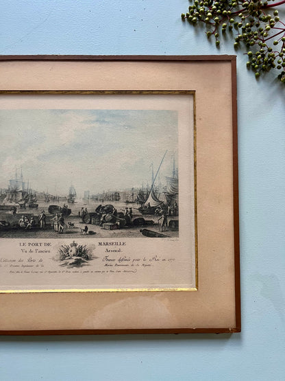 Gravure sous cadre « le port de Marseille »  Décoration Patine
