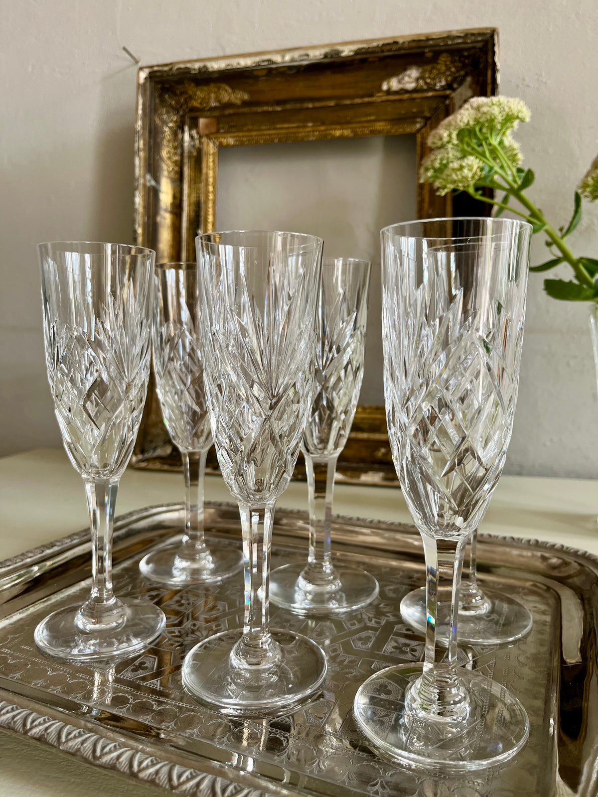 Flûtes à champagne Saint-Louis Chantilly- lot de 6  Vaisselle Patine