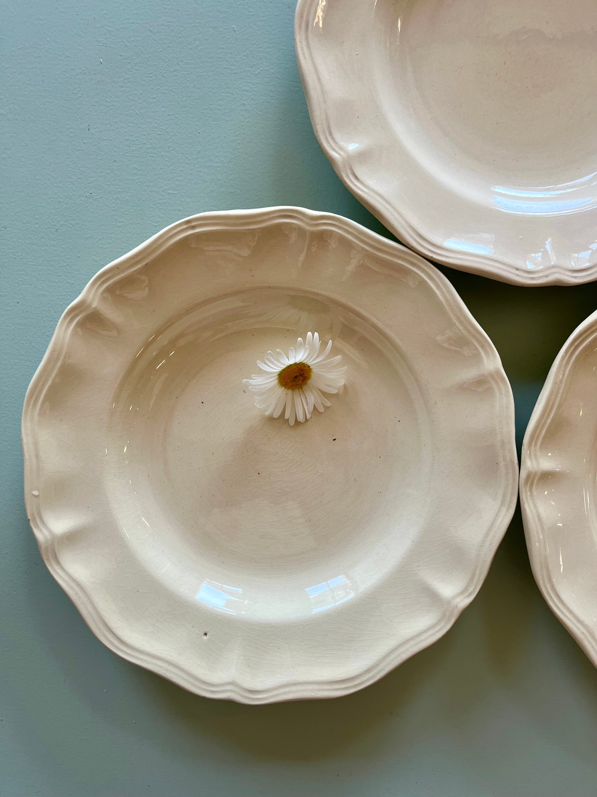 Assiettes creuses Sarreguemines beige- lot de 3 - Patine