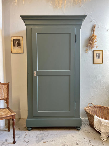 Bonnetière/armoire ancienne une porte bleu-gris