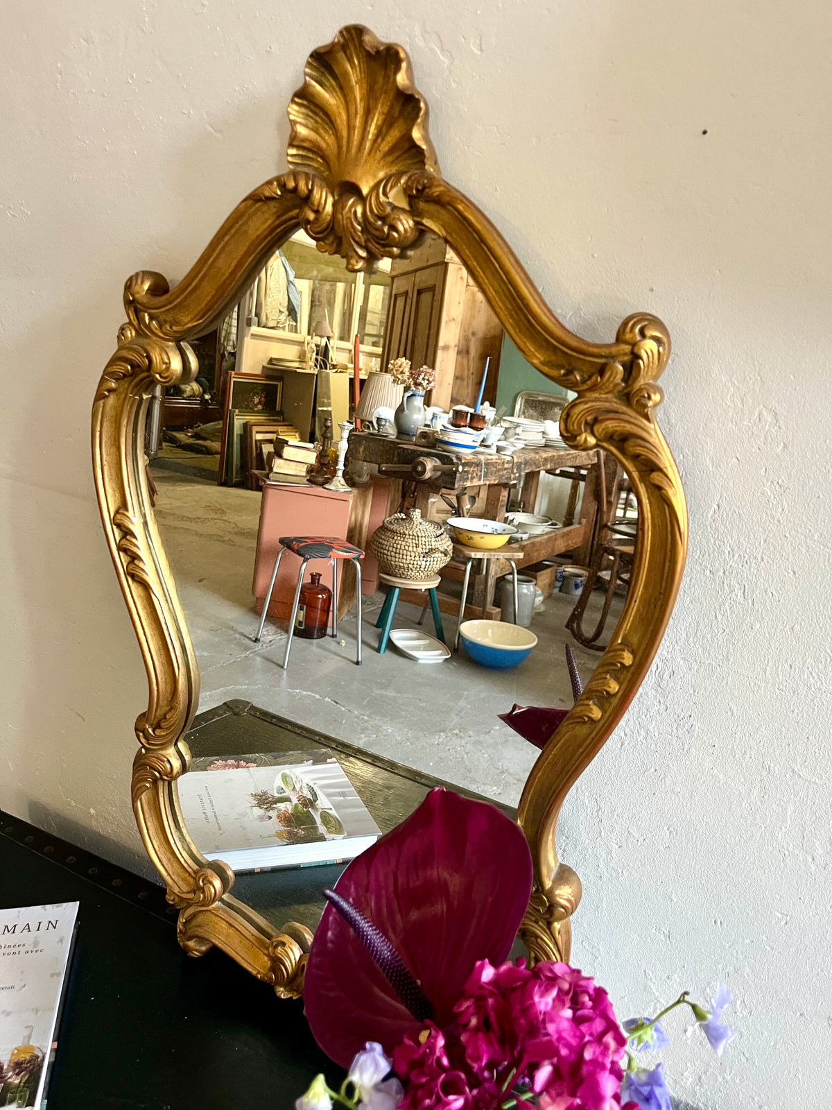 Miroir doré ancien style rocaille  Décoration Patine