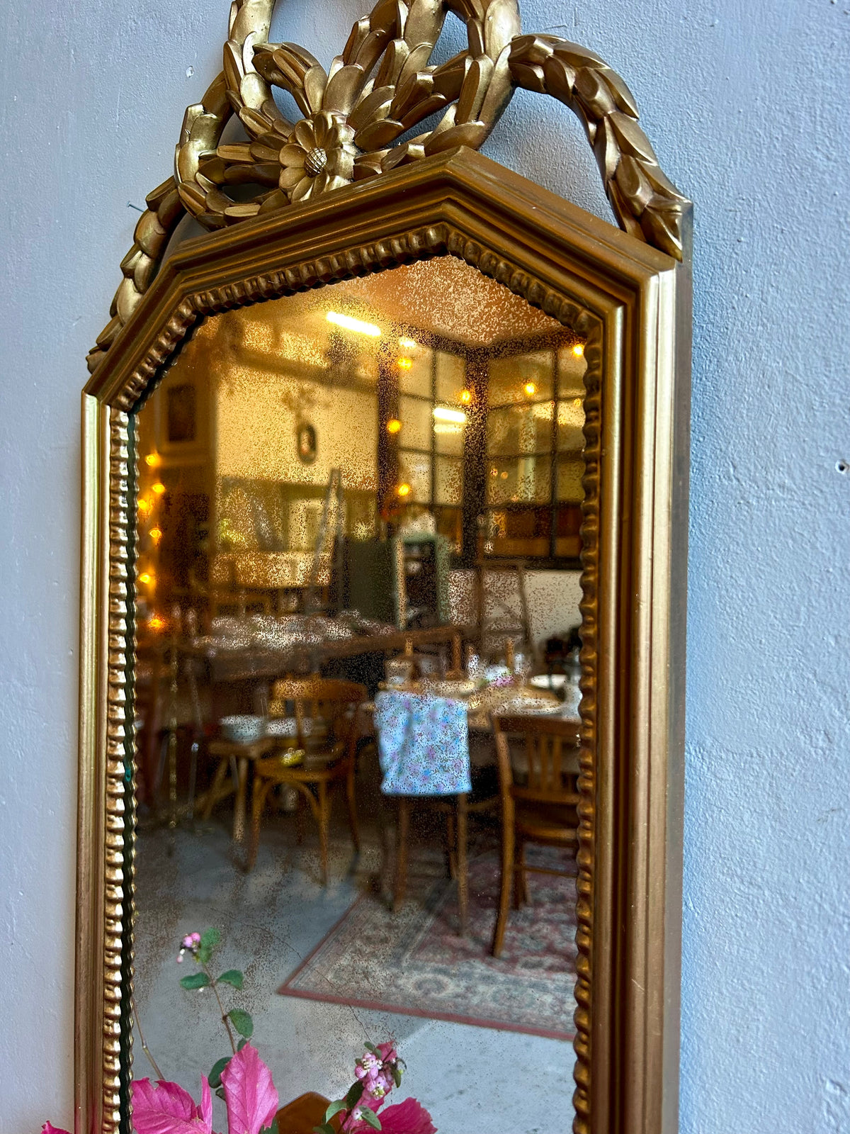 Miroir doré - cadre en métal   Patine