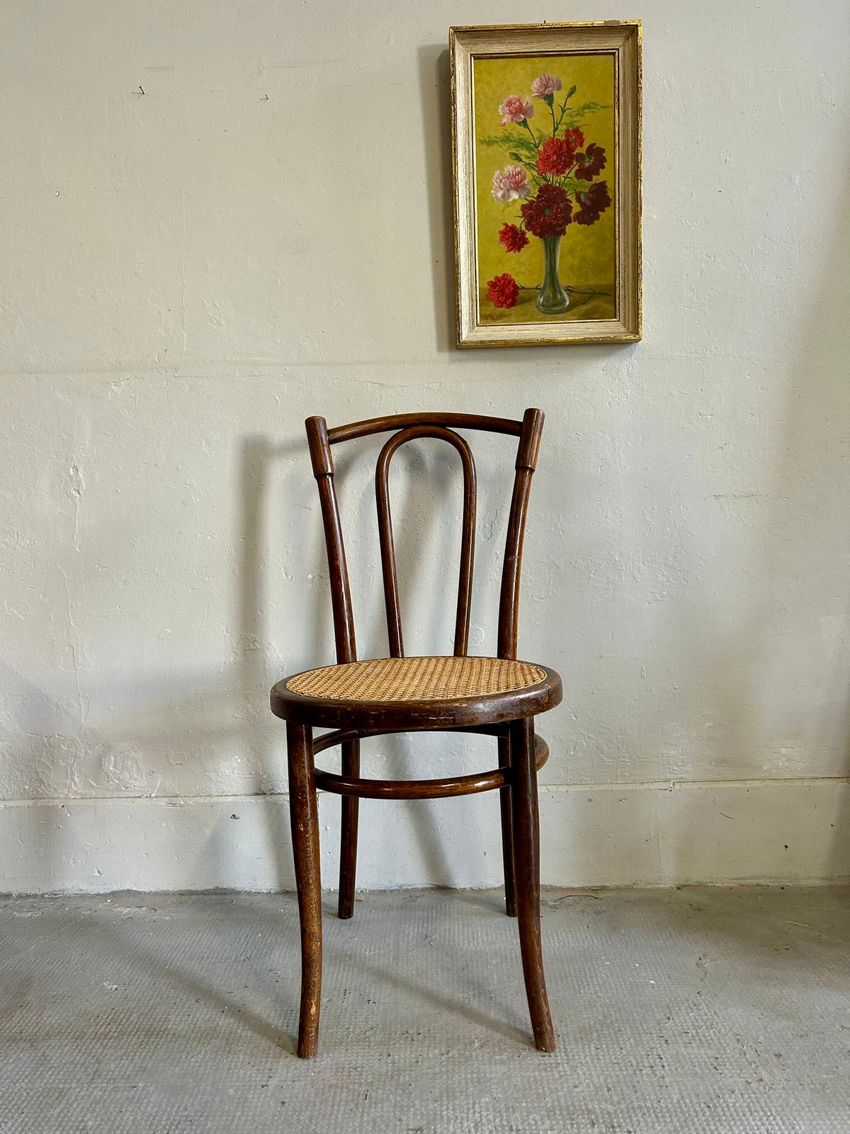 Chaise bistrot bois courbe assise cannage - type Thonet   Patine