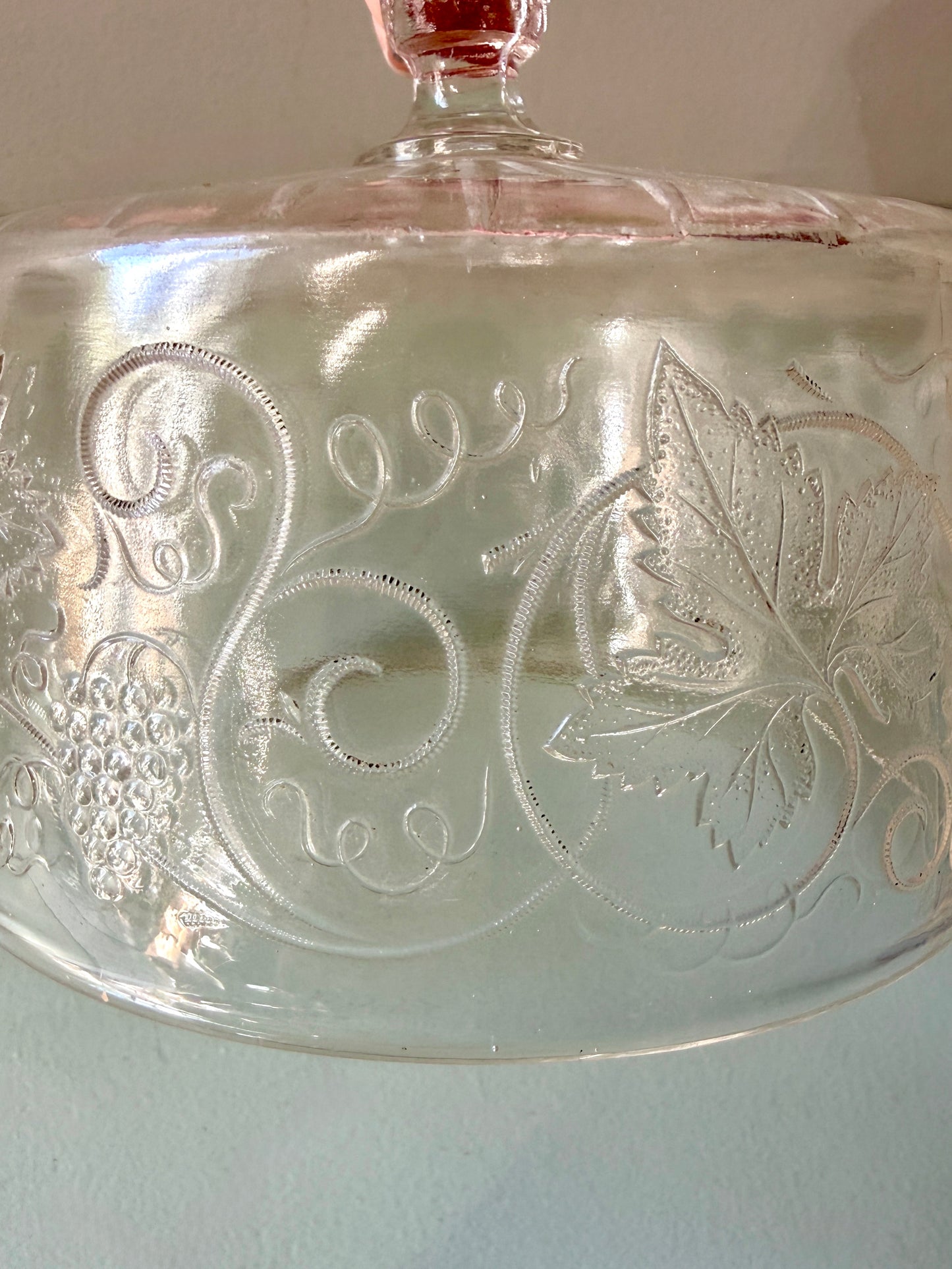 Cloche en verre moulé décor vigne