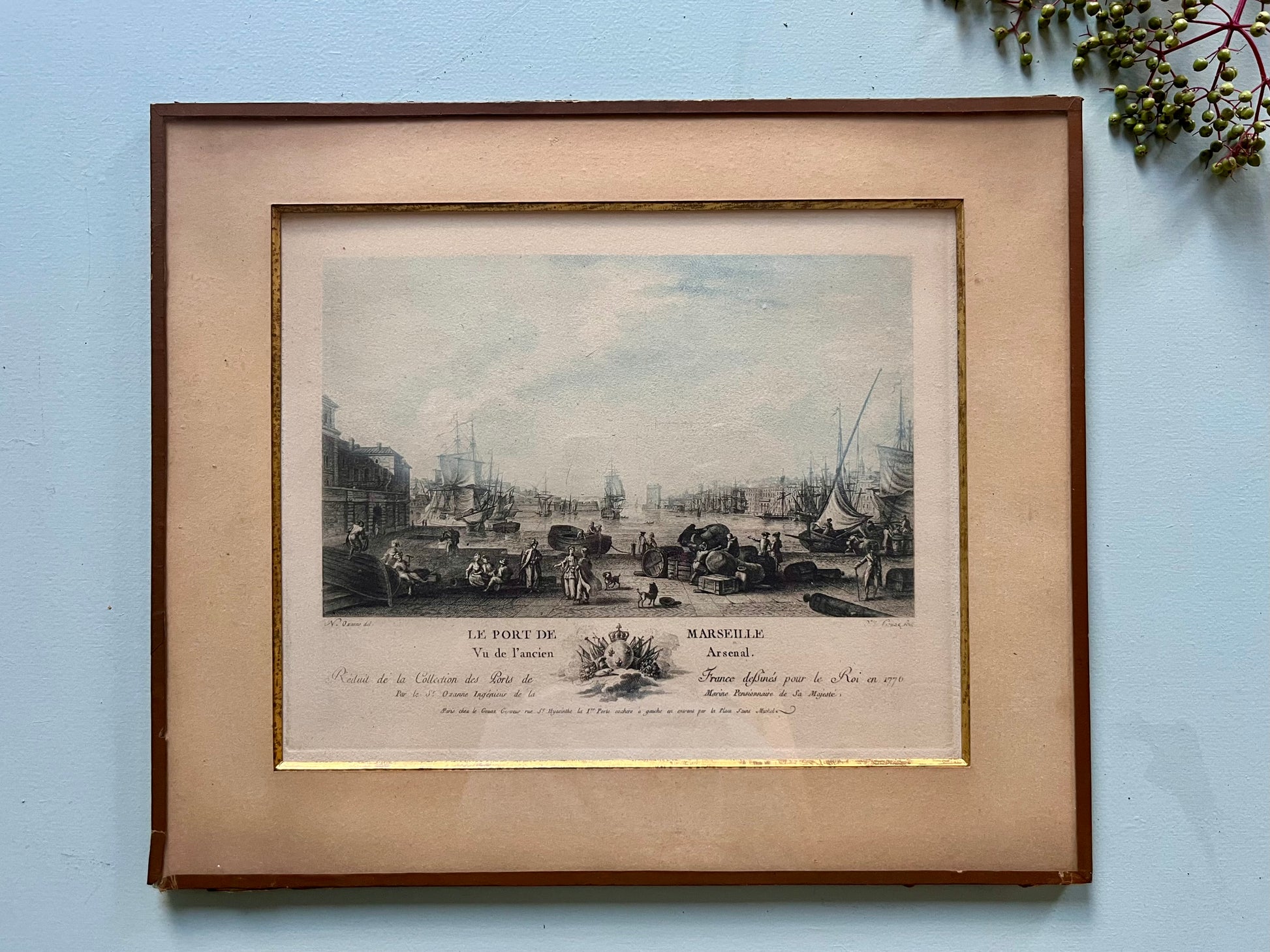Gravure sous cadre « le port de Marseille »  Décoration Patine