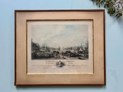 Gravure sous cadre « le port de Marseille »  Décoration Patine