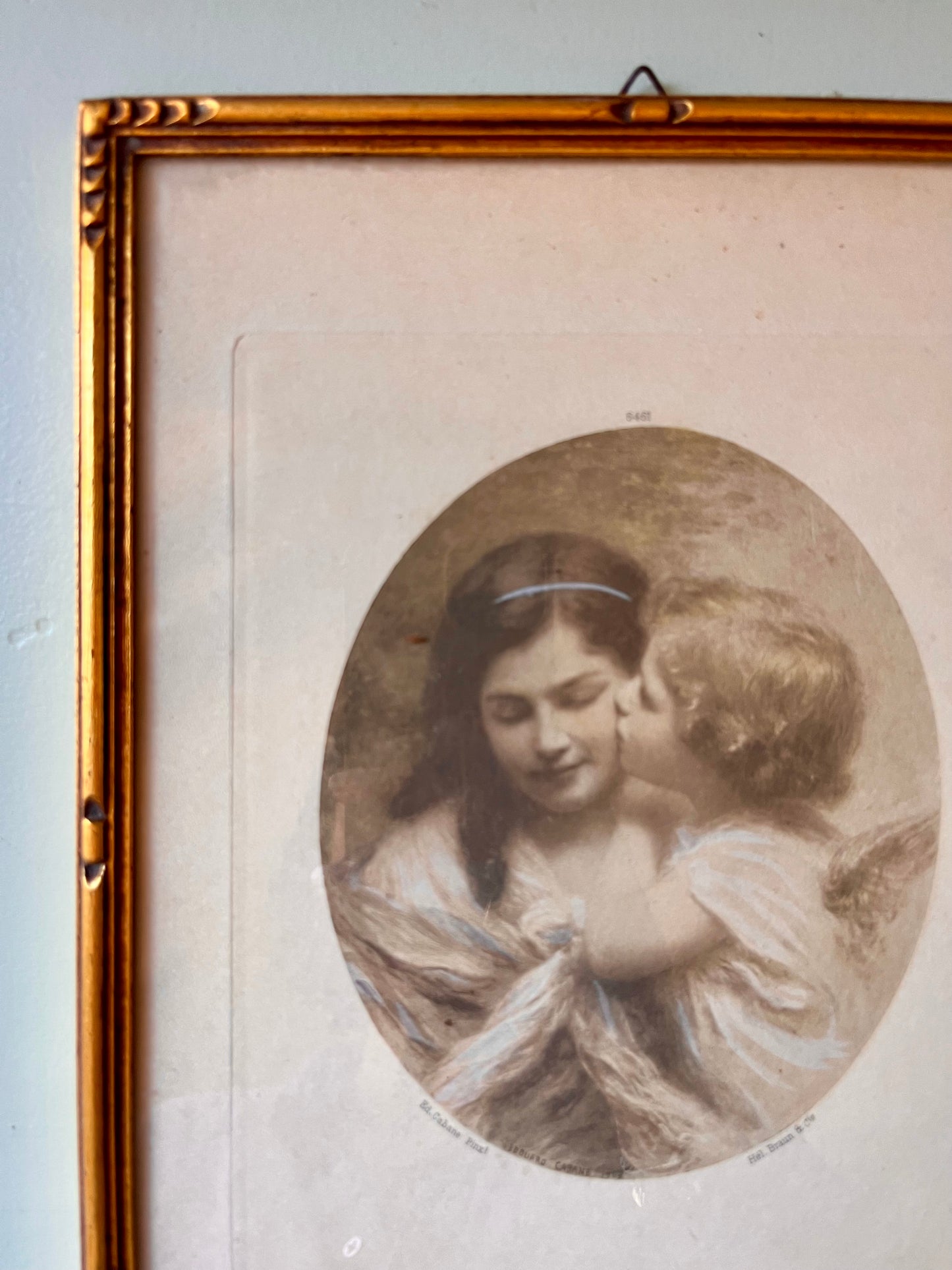 Cadre ancien doré avec illustration