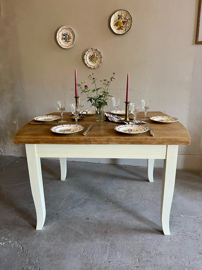 Tables ancienne bois et beige avec allonges  Meubles Patine