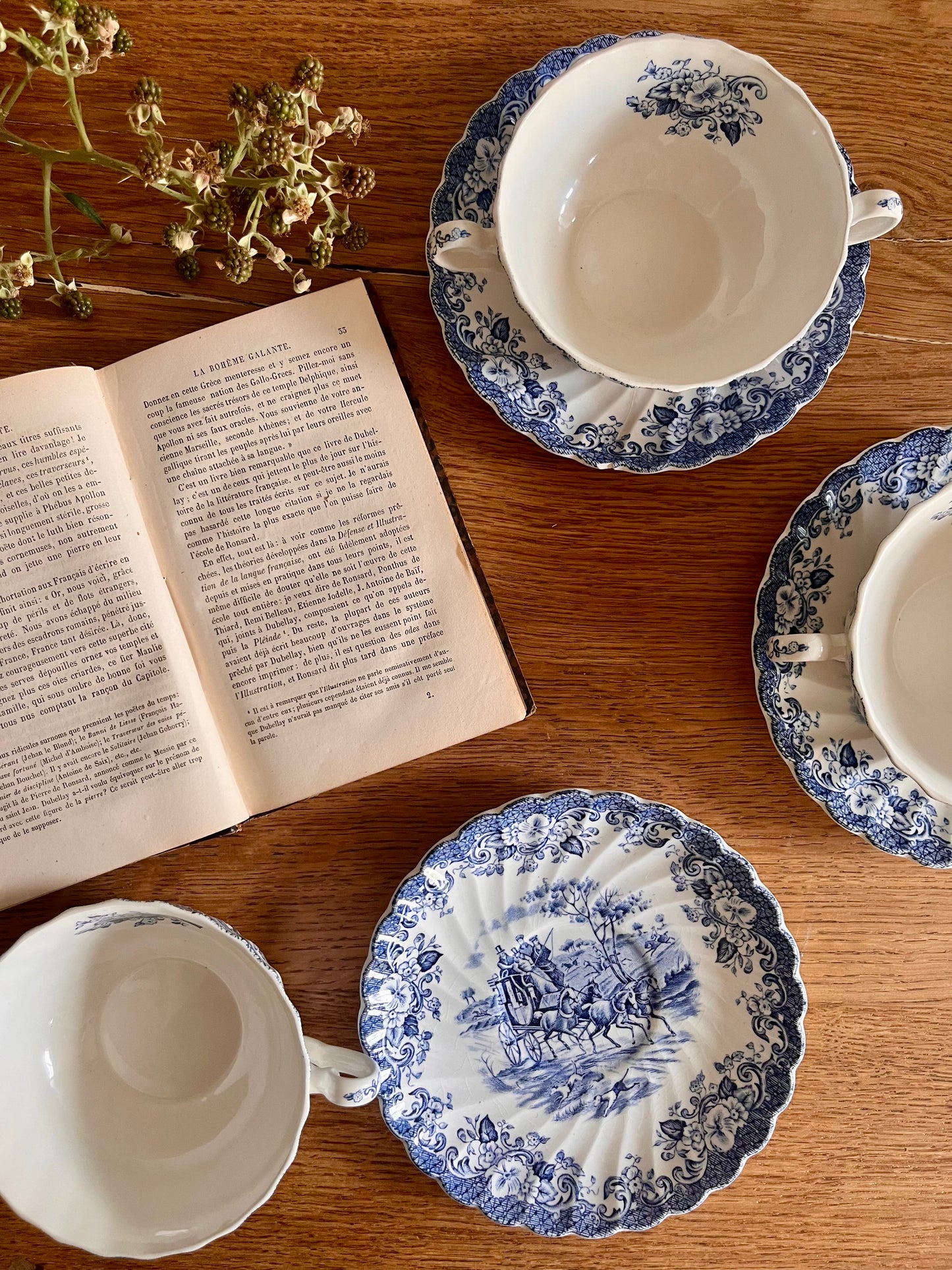 Tasses à thé anglaises avec coupelles- lot de 4  Vaisselle Patine