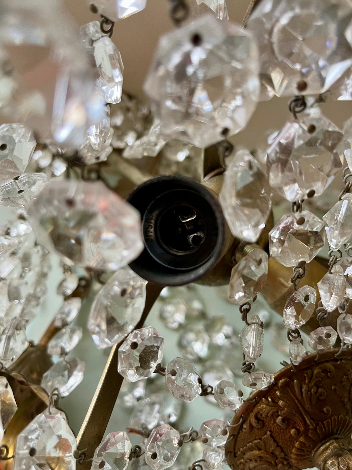 Lustre montgolfière à pampilles vintage