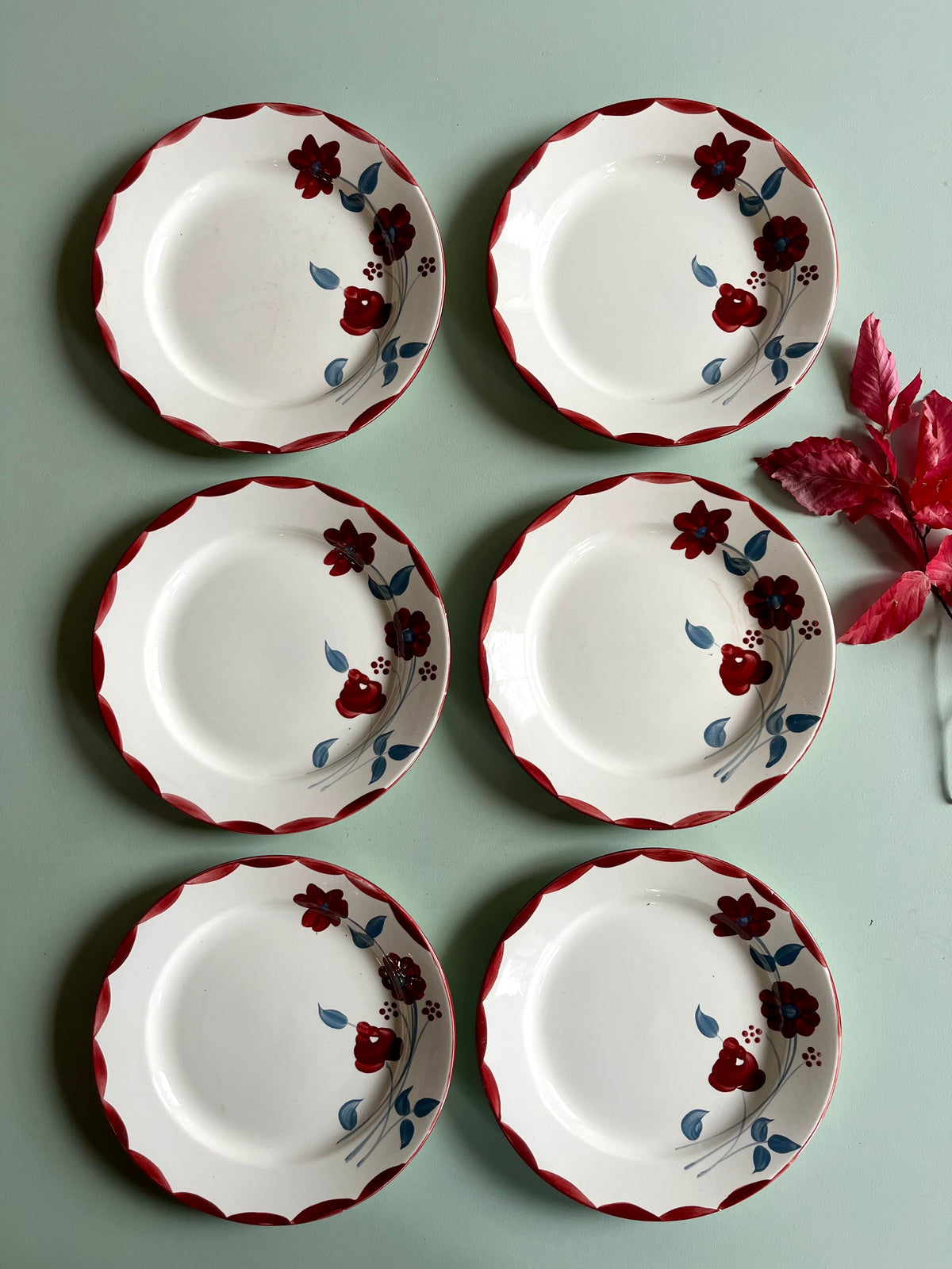 Assiettes anciennes Henri E.C. Salins – Lot de 6  Vaisselle Patine