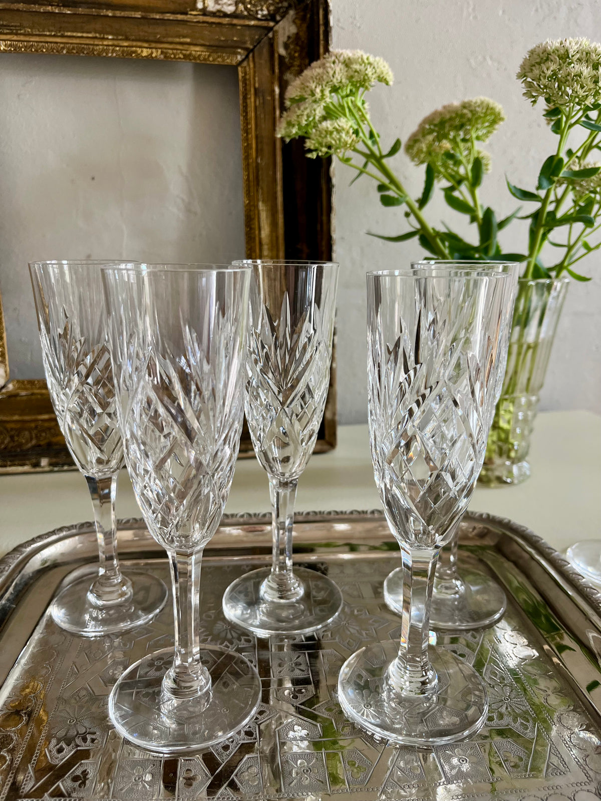 Flûtes à champagne Saint-Louis Chantilly- lot de 6  Vaisselle Patine