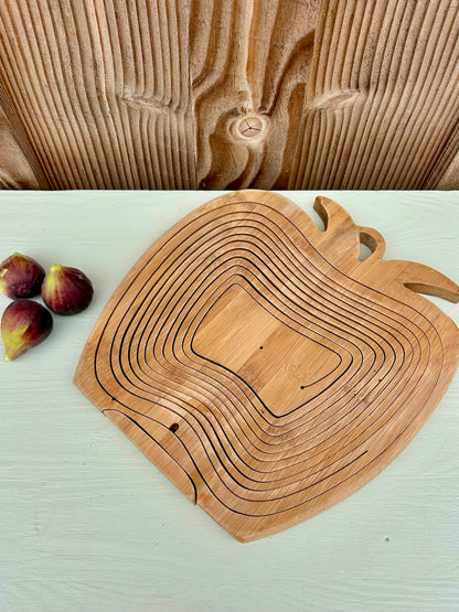 Corbeille à fruits pomme en bois pliable   Patine