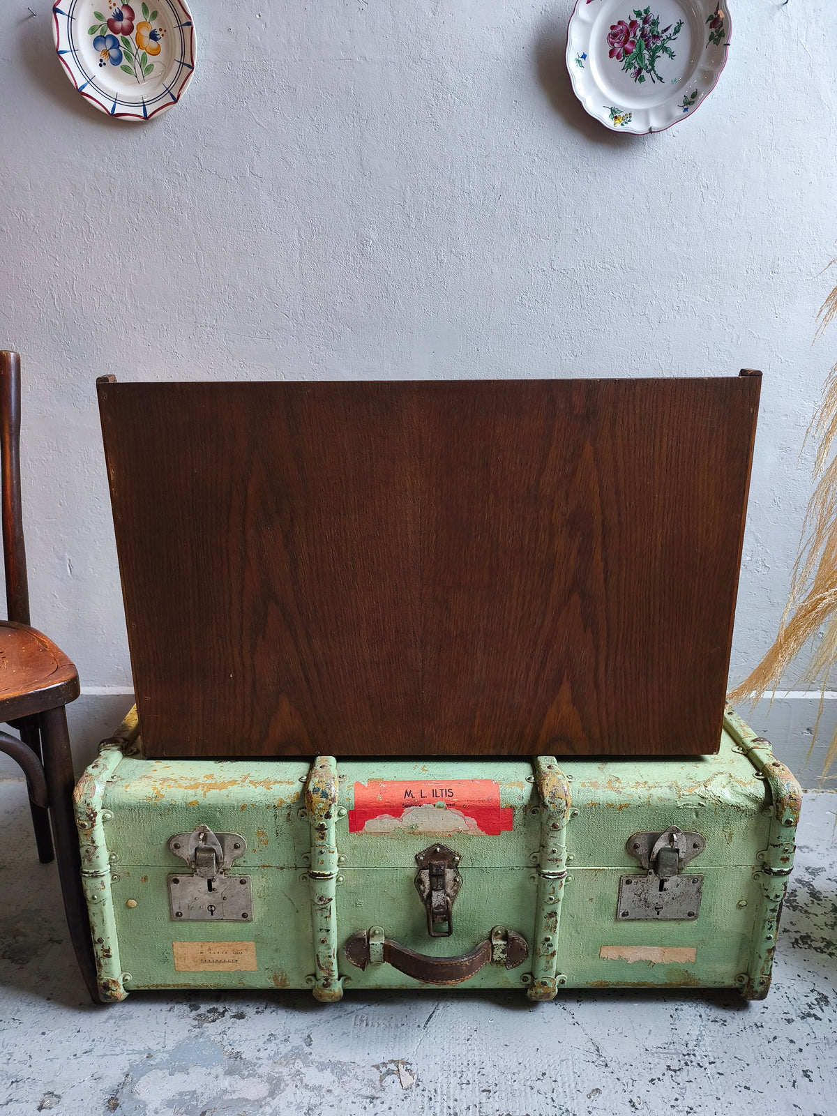 Présentoir à livre vintage en bois   Patine