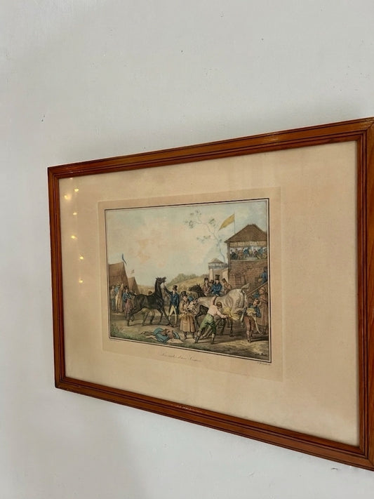 Lithographie en couleur Carle Vernet - Debucourt - « Les suites d’une course »