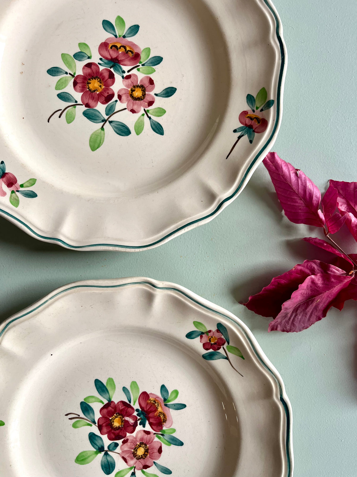 Assiettes anciennes Sarreguemines modèle Amazones – Lot de 2  Vaisselle Patine