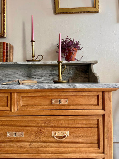 Commode plateau en marbre gris  Meubles Patine
