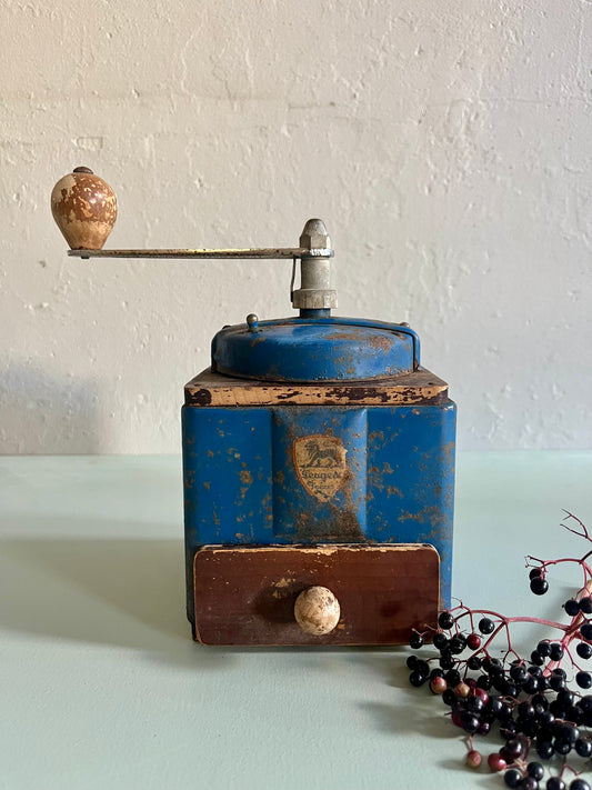 Moulin à café vintage Peugeot bleu  Décoration Patine