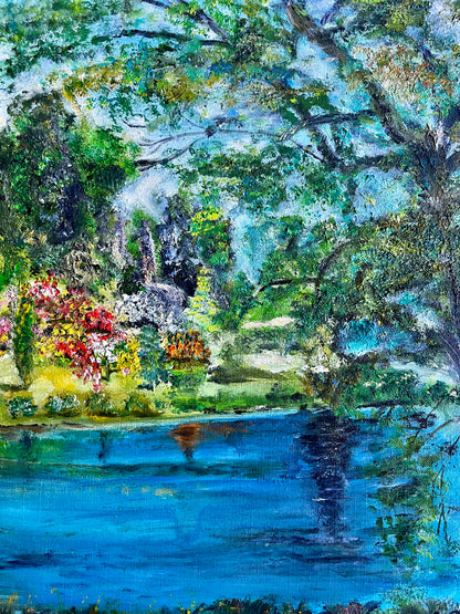 Toile peint à la main paysage coloré   Patine