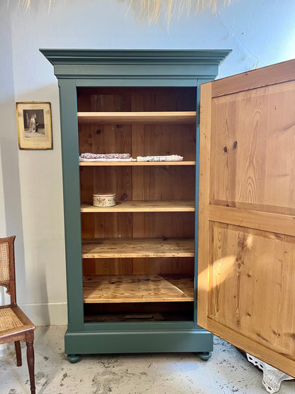 Bonnetière/armoire ancienne une porte bleu-gris