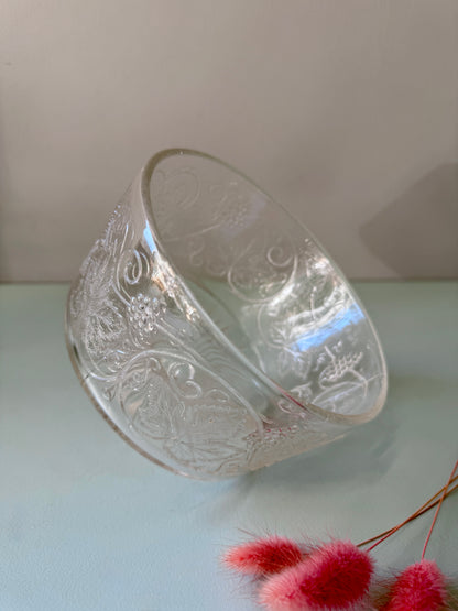 Cloche en verre moulé décor vigne