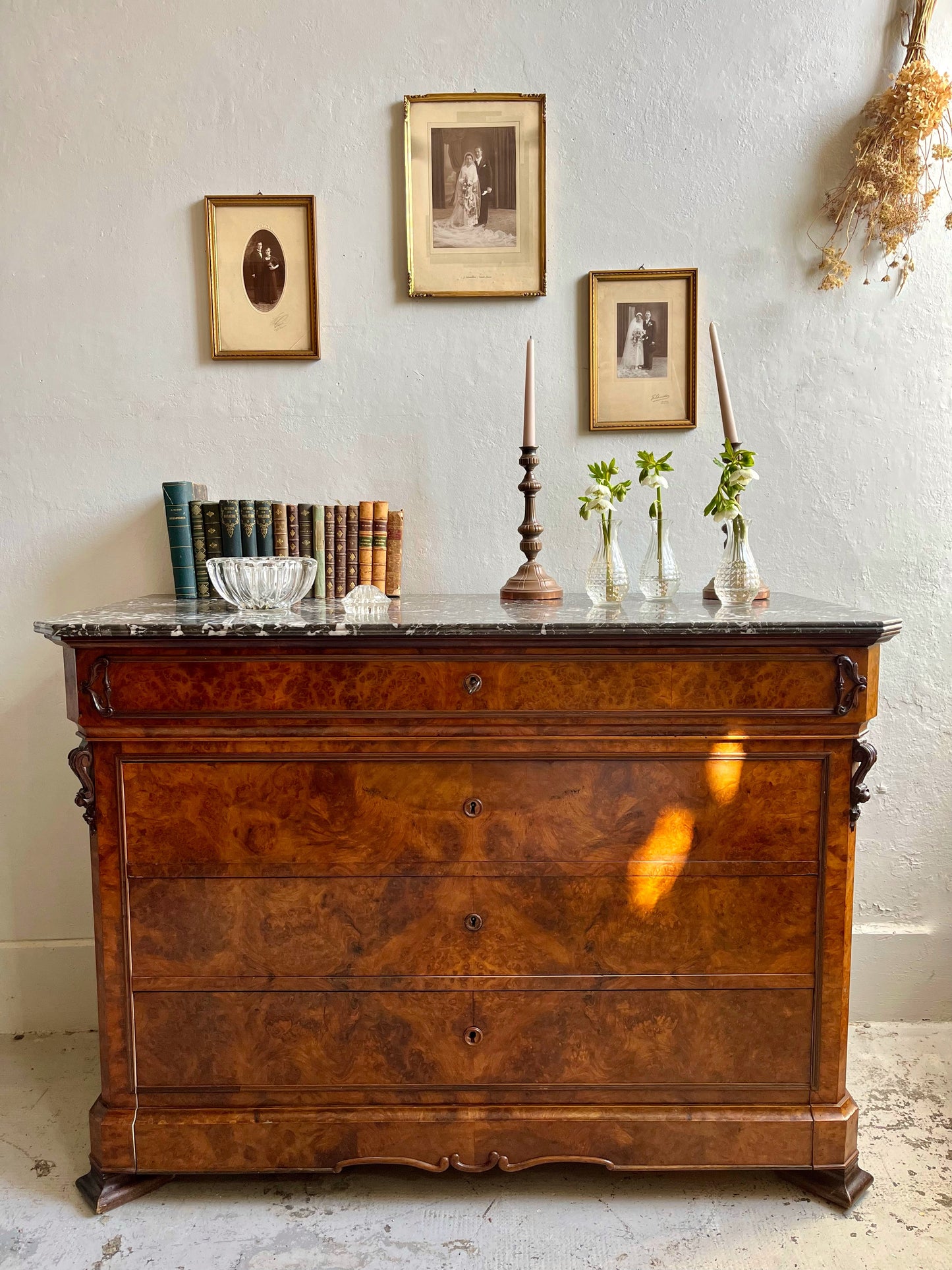 Commode marbre et bois