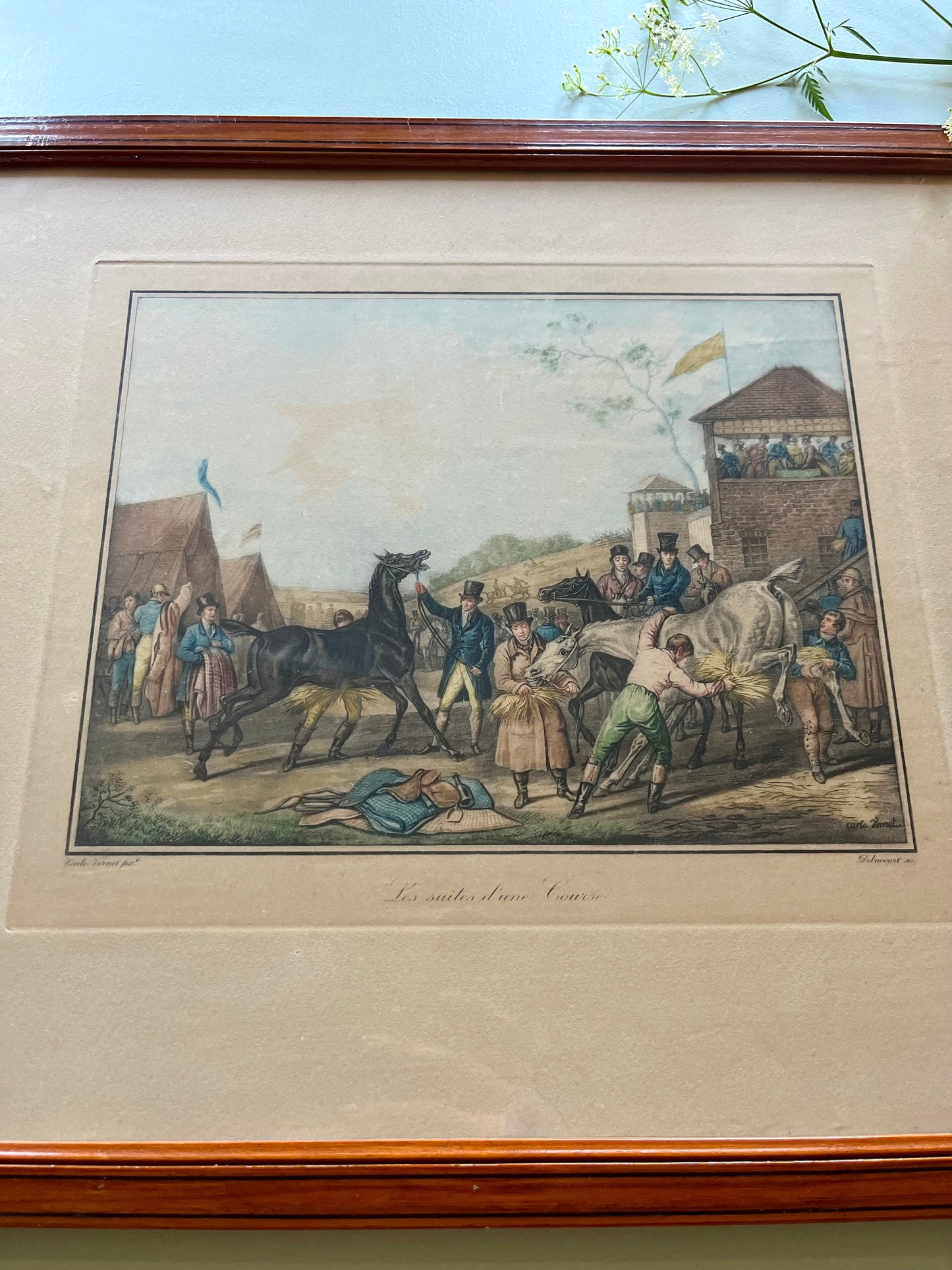 Lithographie en couleur Carle Vernet - Debucourt - « Les suites d’une course »
