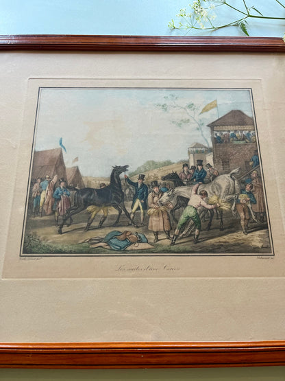Lithographie en couleur Carle Vernet - Debucourt - « Les suites d’une course »