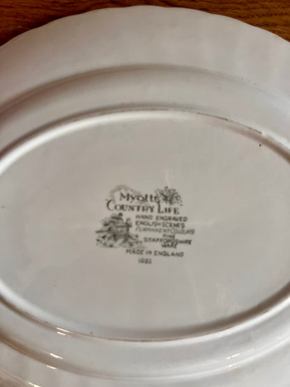 Plat de service anglais décor champêtre  Vaisselle Patine