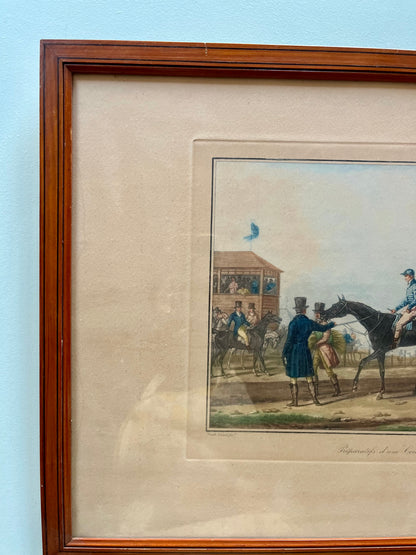 Lithographie en couleur Carle Vernet - Debucourt - « Préparatifs d’une course »