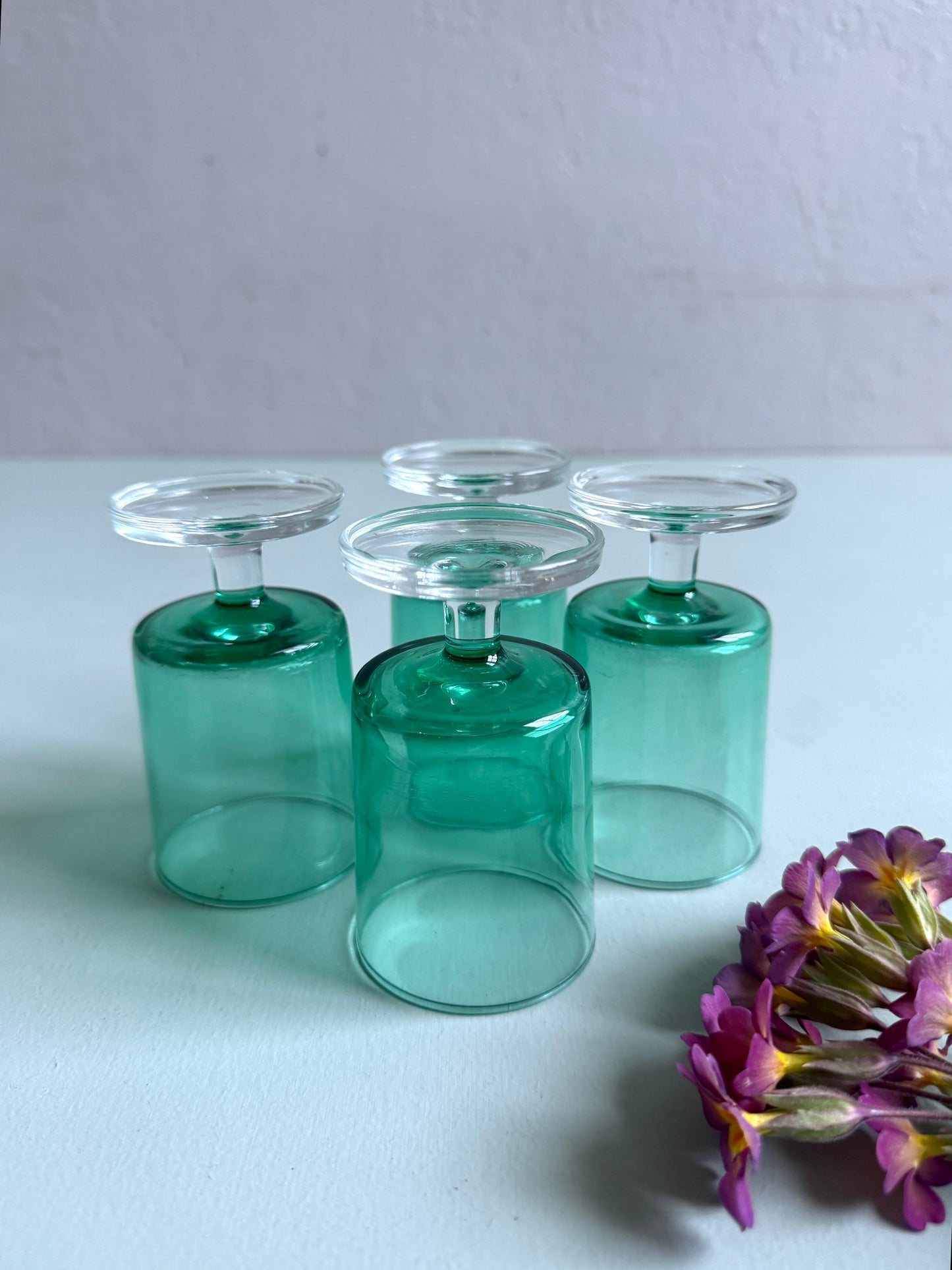 Verres à pied verts - lot de 4