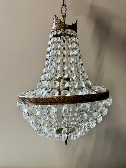 Lustre montgolfière à pampilles vintage