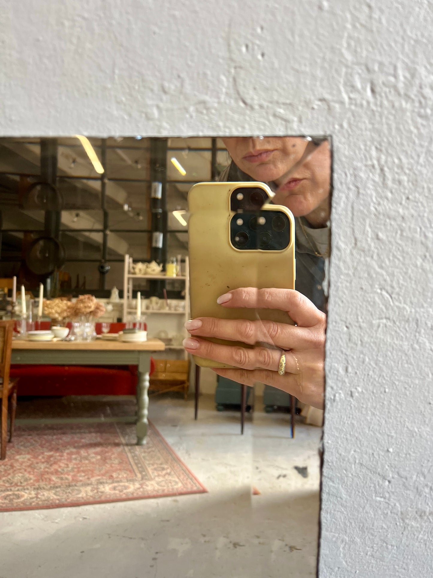 Grand miroir biseauté vintage