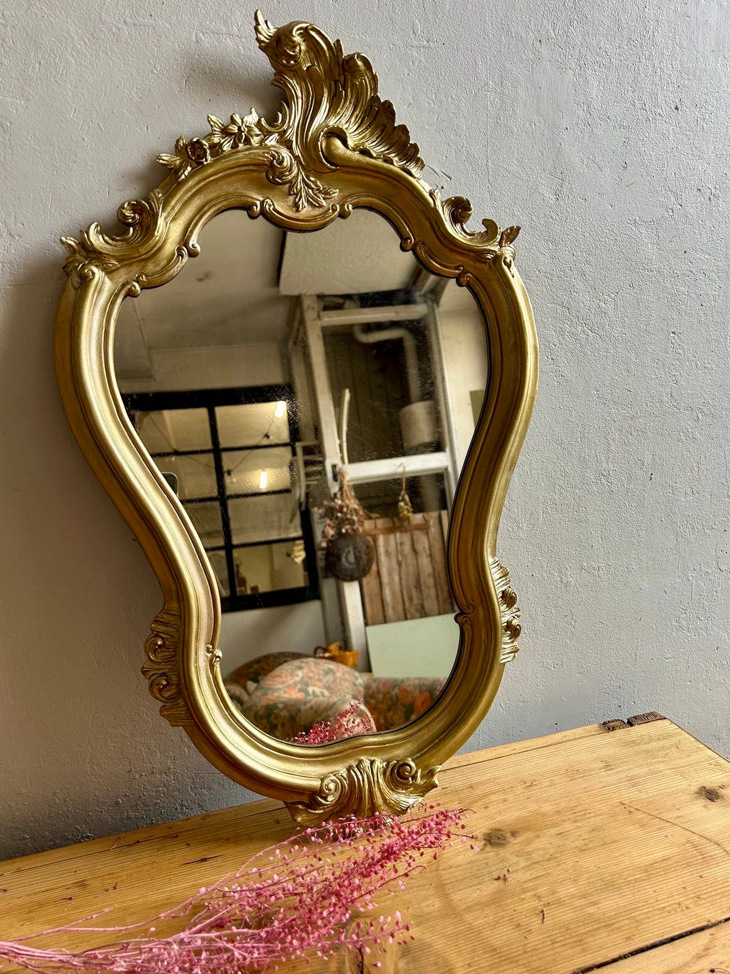 Miroir baroque doré   Patine